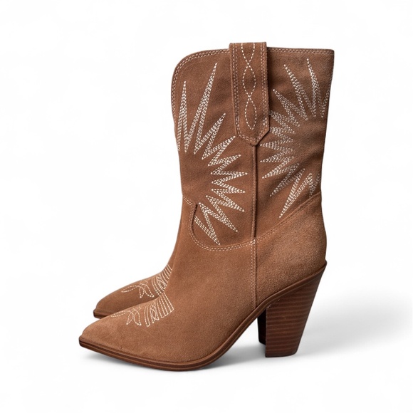 Marc Fisher Women's Rogers Leather Embroidered Cowboy Western Boot Brown Size 7M - Picture 6 of 11